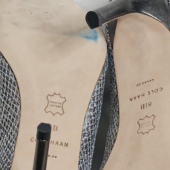 New Cole Haan Antonia Glitter Open Toe Pumps - Picture 9 of 13